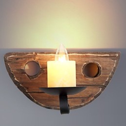 Apliques de pared con luz ambiental de estilo mini con pintura rústica de cabaña