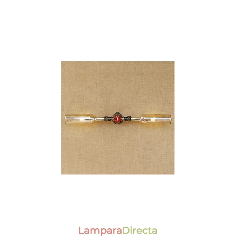 Lámpara de pared estilo retro americano con diseño de viento y botella de agua, estilo industrial creativo, color ámbar