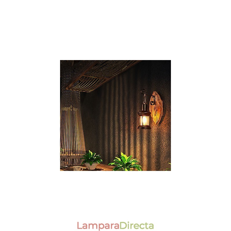 Lámpara de pared de un solo cabezal, estilo industrial vintage, retro, de madera y metal, con pintura en color para decorar el pasillo del hotel o el hogar.