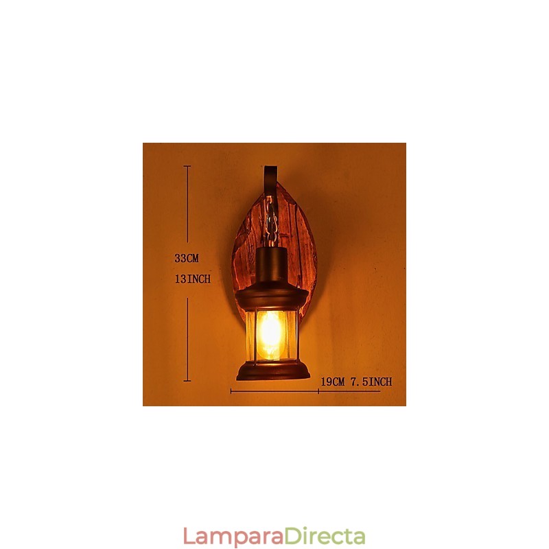 Lámpara de pared de un solo cabezal, estilo industrial vintage, retro, de madera y metal, con pintura en color para decorar el pasillo del hotel o el hogar.