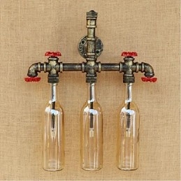 Lámpara de pared con interruptor de viento industrial retro, lámpara de pared con botella de agua, luz ámbar