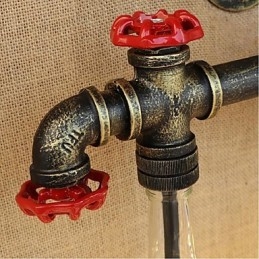 Lámpara de pared con interruptor de viento industrial retro, lámpara de pared con botella de agua, luz ámbar