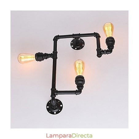 Lámparas de pared de tubo industriales vintage, luces creativas negras, iluminación decorativa para restaurante, cafetería y bar, con acabado pintado de 3 luces. Lámparas de pared de tubo industriales vintage, luces creativas negras, iluminación decorativa para restaurante, cafetería y bar, con acabado pintado de 3 luces.