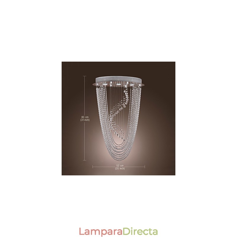 Lámpara de araña moderna contemporánea de cristal cromado con montaje empotrado