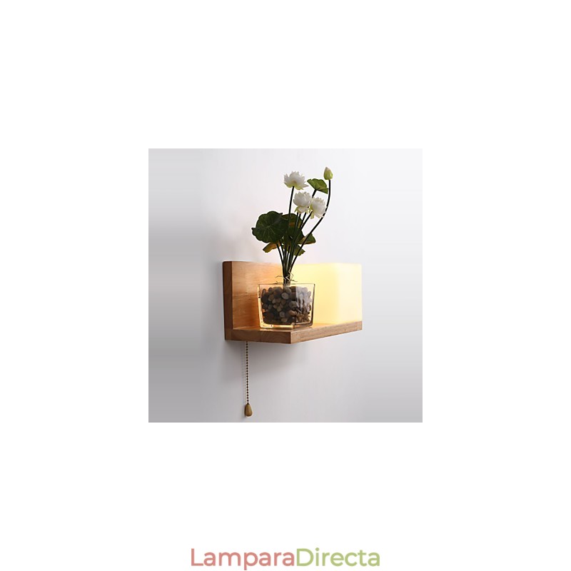 Apliques de pared de madera estilo Max Country con interruptor