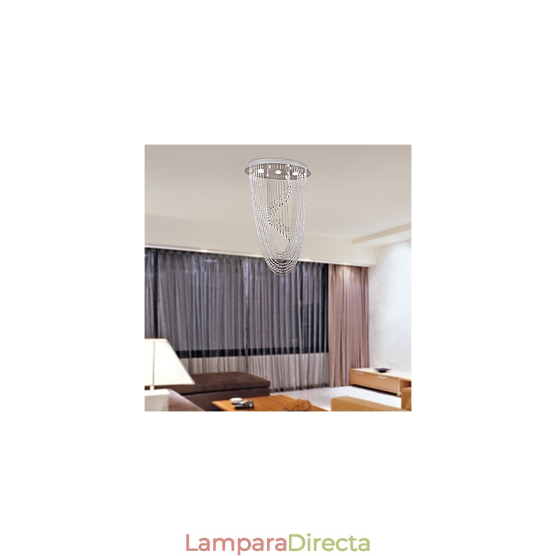 Lámpara de araña moderna contemporánea de cristal cromado con montaje empotrado