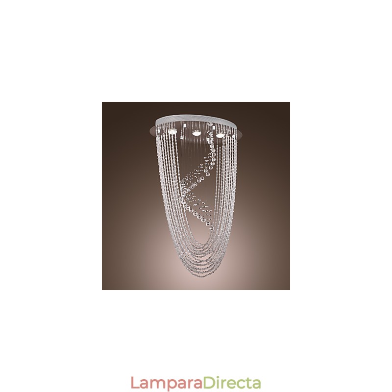 Lámpara de araña moderna contemporánea de cristal cromado con montaje empotrado