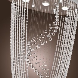 Lámpara de araña moderna contemporánea de cristal cromado con montaje empotrado