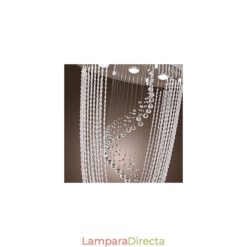 Lámpara de araña moderna contemporánea de cristal cromado con montaje empotrado