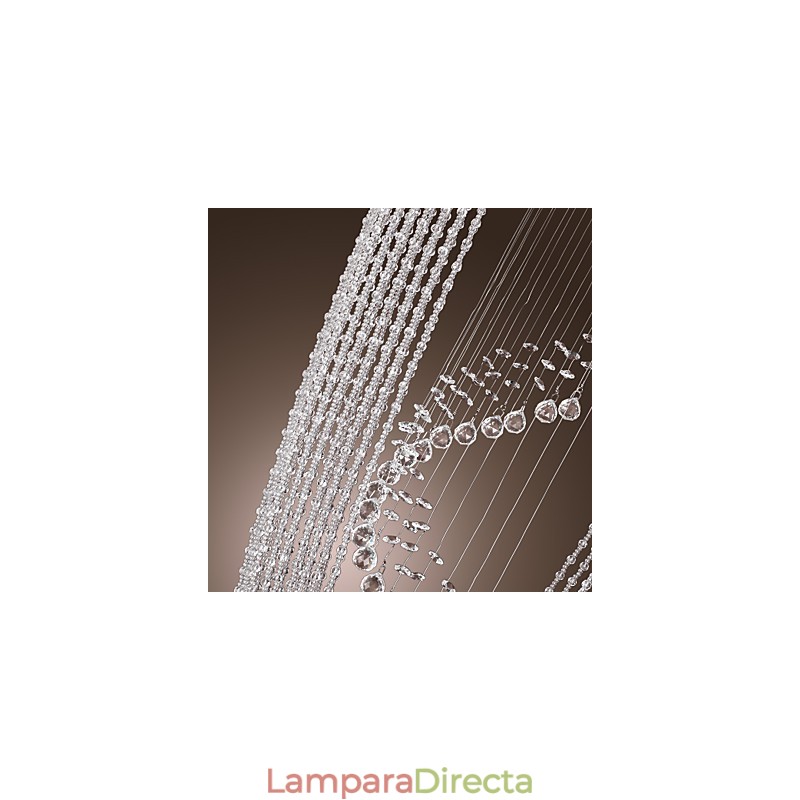 Lámpara de araña moderna contemporánea de cristal cromado con montaje empotrado