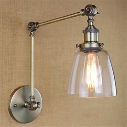 Brazo rústico estilo cabaña estilo retro galvanizado con altura y ángulo ajustables, protección para los ojos.