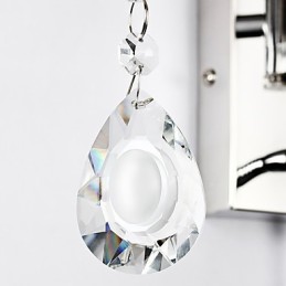 Lámpara de pared para dormitorio, lámpara de lectura, lámpara de tela, moderna, contemporánea, estilo rústico, cromada, con brazo oscilante de cristal.