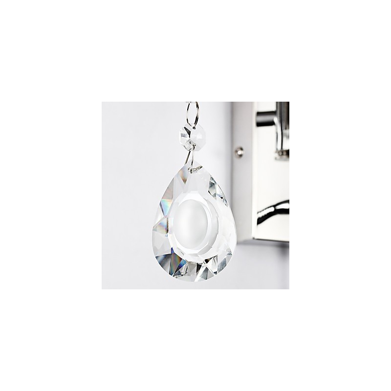 Lámpara de pared para dormitorio, lámpara de lectura, lámpara de tela, moderna, contemporánea, estilo rústico, cromada, con brazo oscilante de cristal.