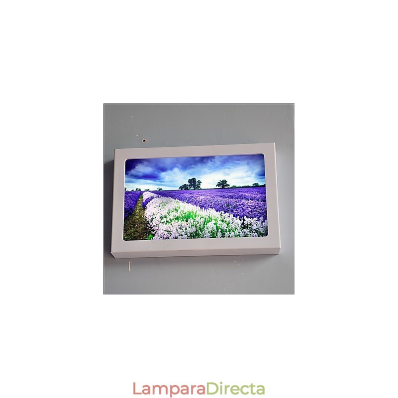 Pintura contemporánea moderna integrada para apliques de pared con luz ambiental.