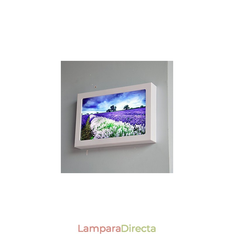 Pintura contemporánea moderna integrada para apliques de pared con luz ambiental.