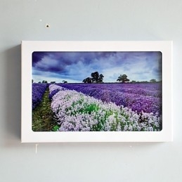 Pintura contemporánea moderna integrada para apliques de pared con luz ambiental.