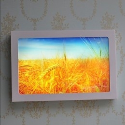 Pintura contemporánea moderna integrada para apliques de pared con luz ambiental.