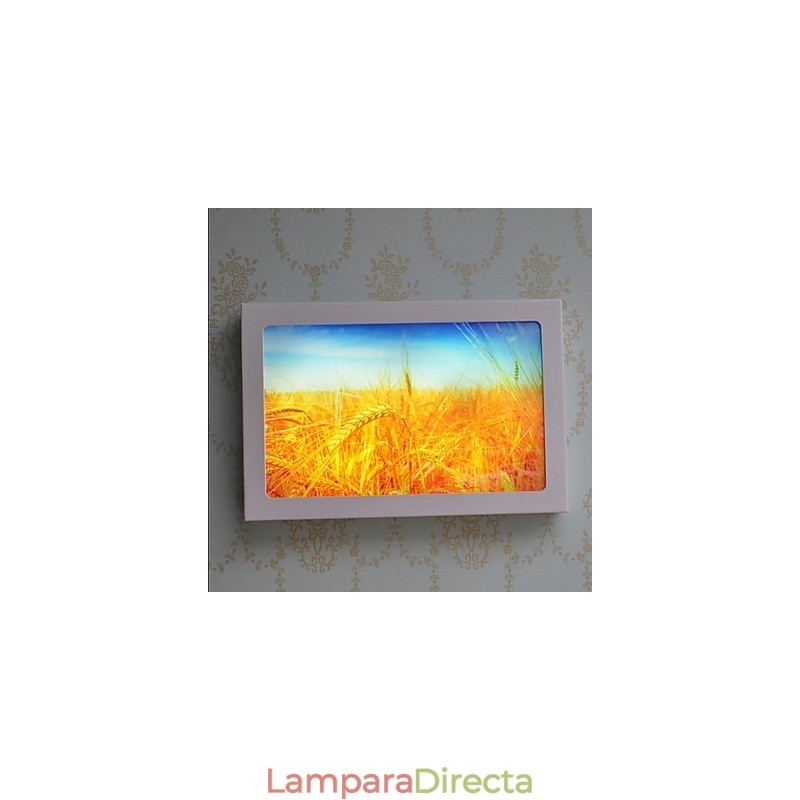 Pintura contemporánea moderna integrada para apliques de pared con luz ambiental.