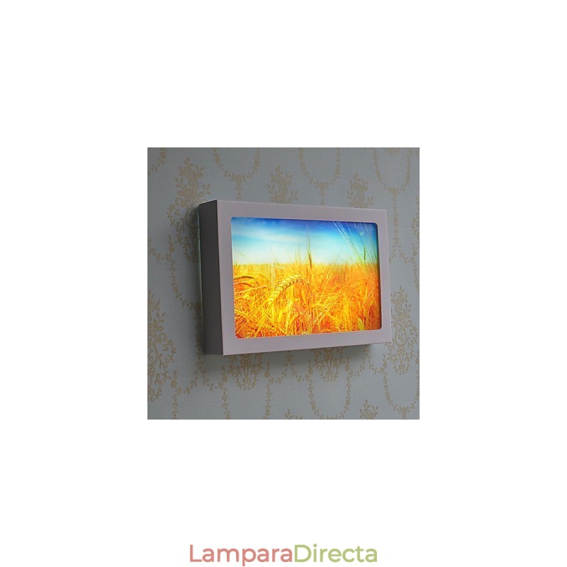 Pintura contemporánea moderna integrada para apliques de pared con luz ambiental.