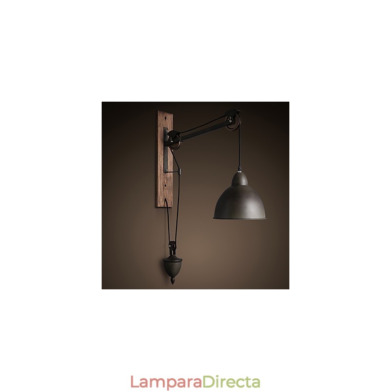 Lámpara de pared de estilo rústico americano retro creativa Lámpara de pared de polea de madera