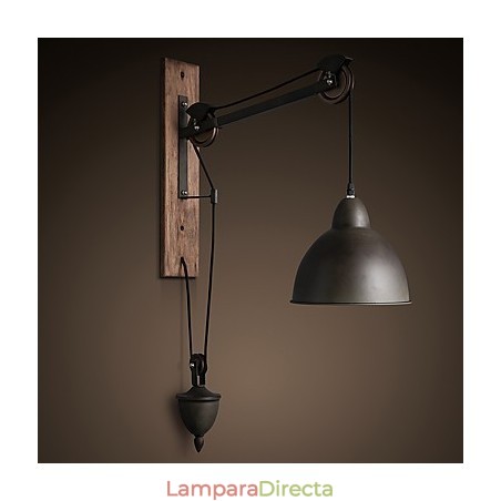Lámpara de pared de estilo rústico americano retro creativa Lámpara de pared de polea de madera Lámpara de pared de estilo rústico americano retro creativa Lámpara de pared de polea de madera