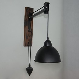 Lámpara de pared de estilo rústico americano retro creativa Lámpara de pared de polea de madera