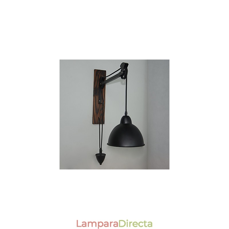 Lámpara de pared de estilo rústico americano retro creativa Lámpara de pared de polea de madera
