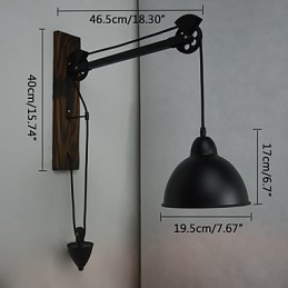 Lámpara de pared de estilo rústico americano retro creativa Lámpara de pared de polea de madera