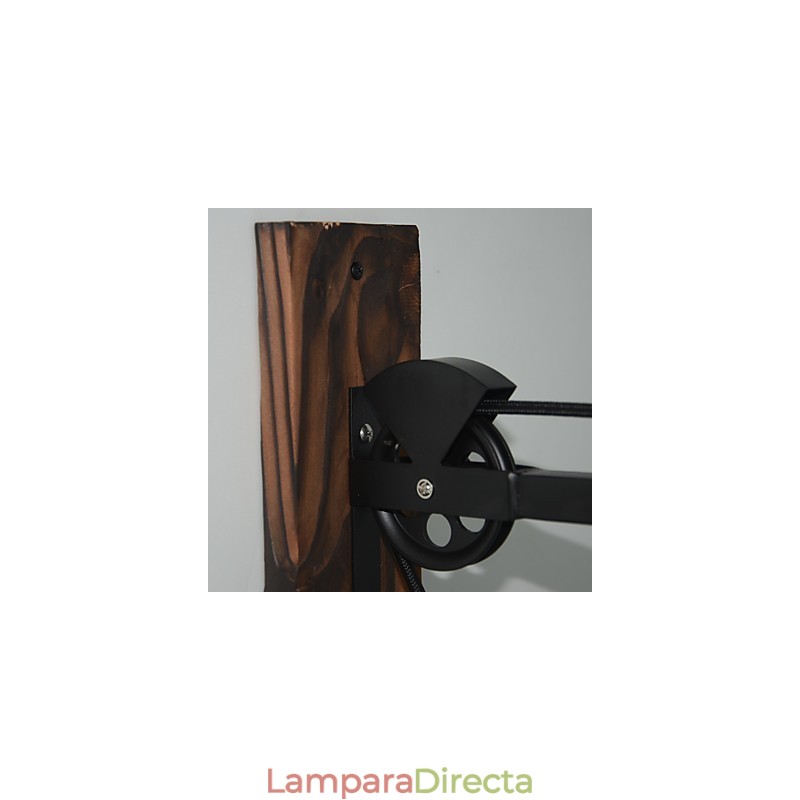 Lámpara de pared de estilo rústico americano retro creativa Lámpara de pared de polea de madera