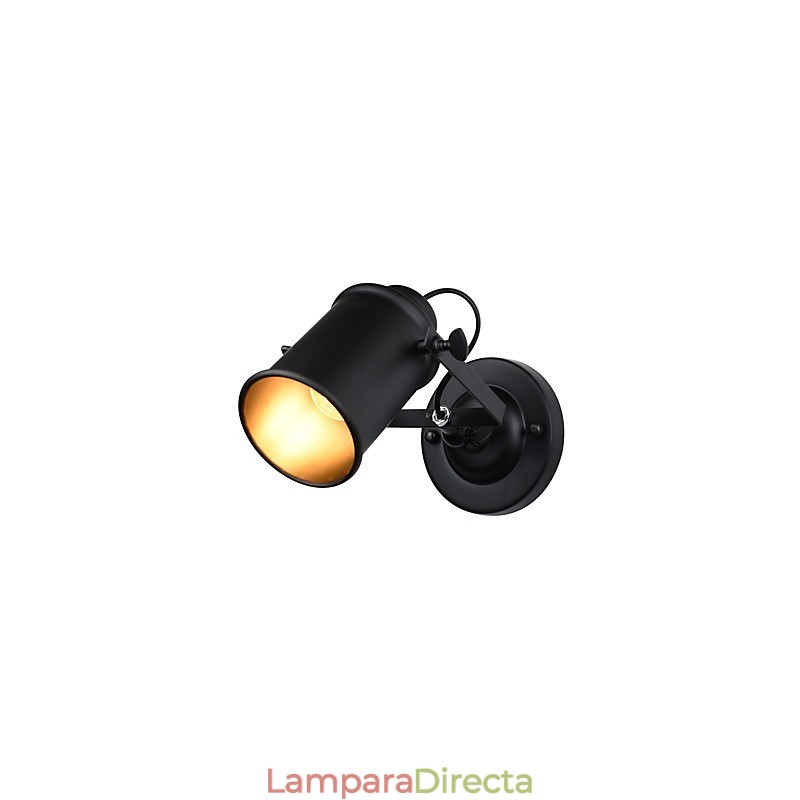 Lámpara de pared de acero pintado, estilo café americano negro, estilo retro, con sable de luz.