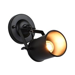 Lámpara de pared de acero pintado, estilo café americano negro, estilo retro, con sable de luz.