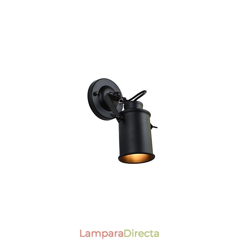 Lámpara de pared de acero pintado, estilo café americano negro, estilo retro, con sable de luz.
