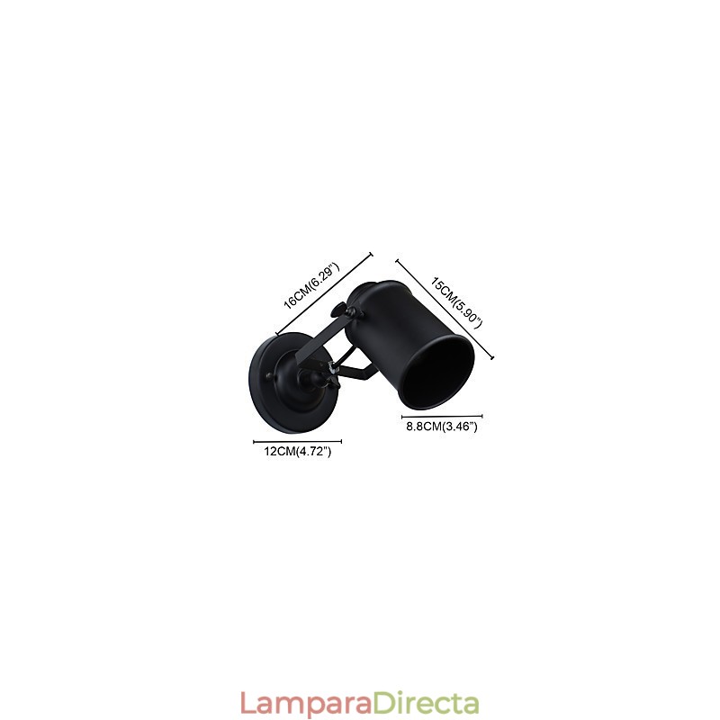 Lámpara de pared de acero pintado, estilo café americano negro, estilo retro, con sable de luz.