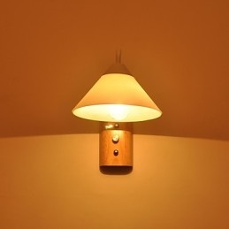 Lámpara de pared sencilla, lámpara de noche, lámpara de escritorio con pantalla de vidrio y madera maciza para dormitorio, tocador, sala de estar, habitación de bebé, dormitorio universitario, mesa de centro, librería