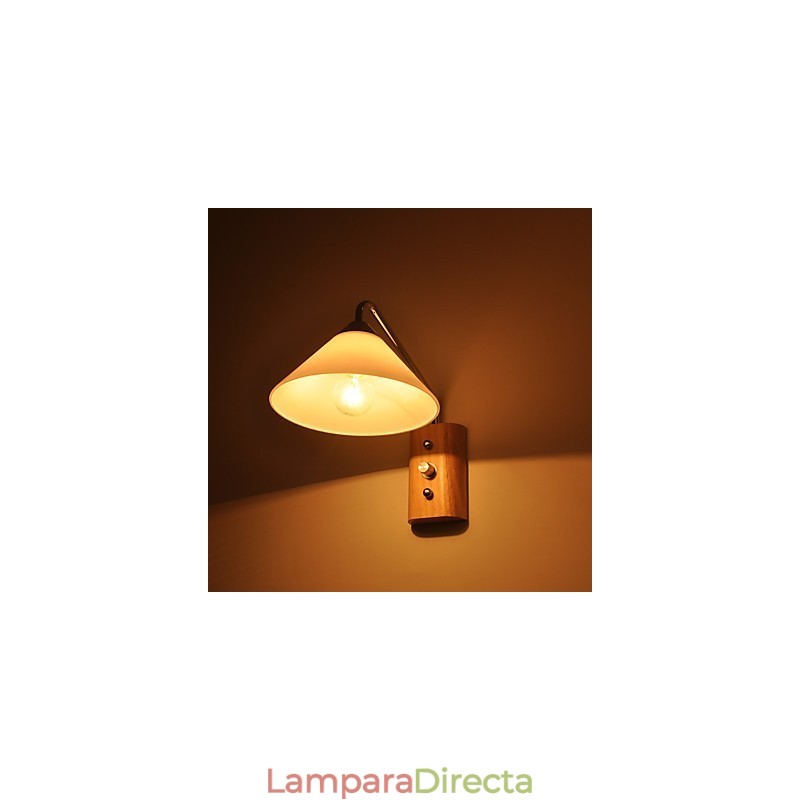 Lámpara de pared sencilla, lámpara de noche, lámpara de escritorio con pantalla de vidrio y madera maciza para dormitorio, tocador, sala de estar, habitación de bebé, dormitorio universitario, mesa de centro, librería