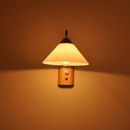 Lámpara de pared sencilla, lámpara de noche, lámpara de escritorio con pantalla de vidrio y madera maciza para dormitorio, tocador, sala de estar, habitación de bebé, dormitorio universitario, mesa de centro, librería