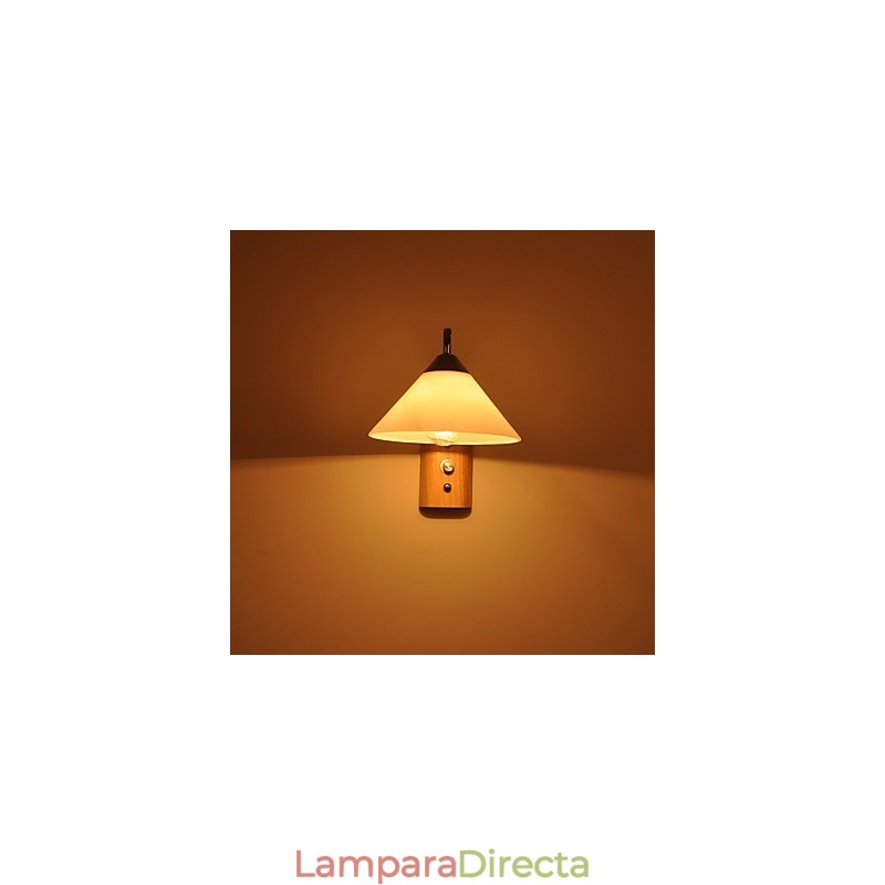 Lámpara de pared sencilla, lámpara de noche, lámpara de escritorio con pantalla de vidrio y madera maciza para dormitorio, tocador, sala de estar, habitación de bebé, dormitorio universitario, mesa de centro, librería
