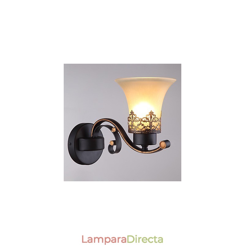 Lámpara de pared vintage de metal con vidrio y estilo campestre americano de una sola cabeza para comedor, sala de estar, entrada, vestíbulo, lámpara de pared decorativa