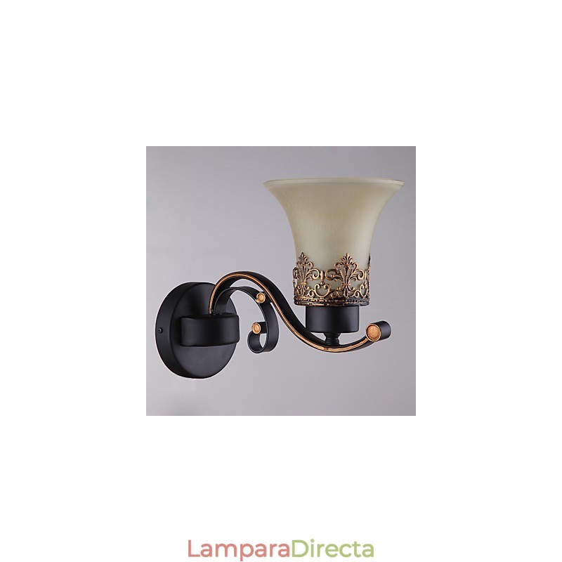 Lámpara de pared vintage de metal con vidrio y estilo campestre americano de una sola cabeza para comedor, sala de estar, entrada, vestíbulo, lámpara de pared decorativa