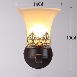 Lámpara de pared vintage de metal con vidrio y estilo campestre americano de una sola cabeza para comedor, sala de estar, entrada, vestíbulo, lámpara de pared decorativa