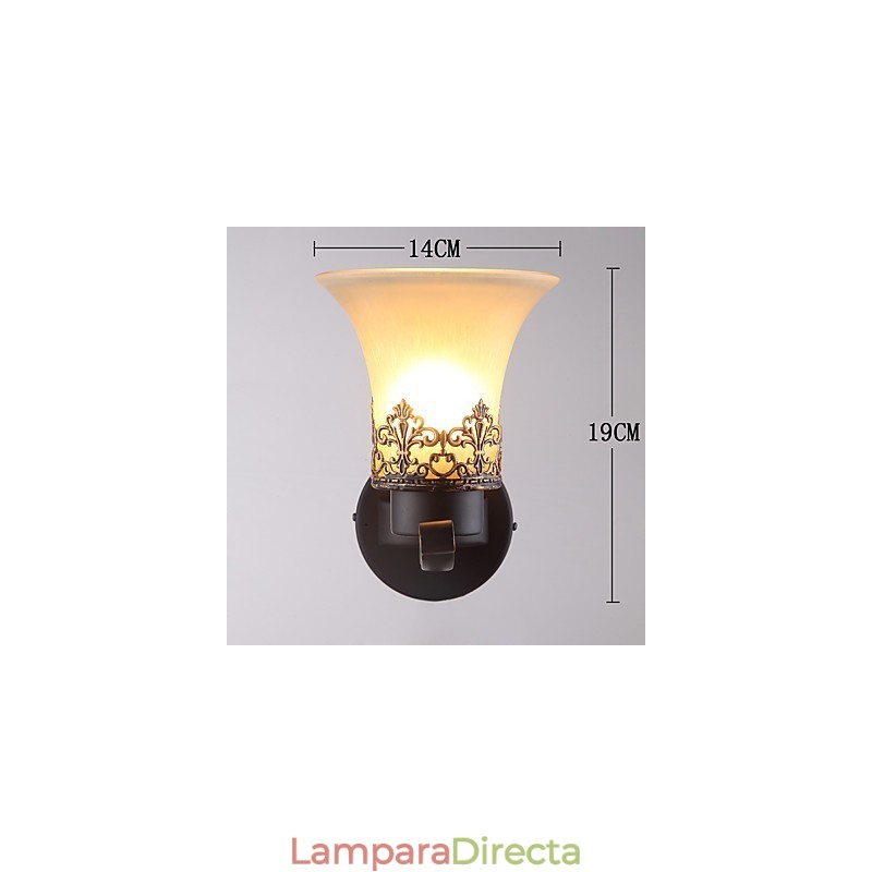 Lámpara de pared vintage de metal con vidrio y estilo campestre americano de una sola cabeza para comedor, sala de estar, entrada, vestíbulo, lámpara de pared decorativa