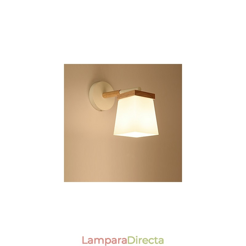 Lámpara de pared con pantalla de vidrio cuadrada para dormitorio, moderna, con luz ambiental, apliques de pared