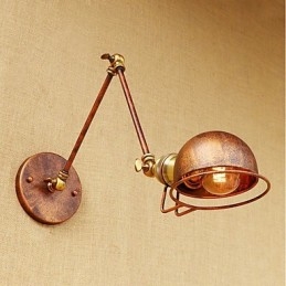 Lámpara de pared con luz ambiental y protección ocular con brazo oscilante estilo mini con pintura rústica vintage