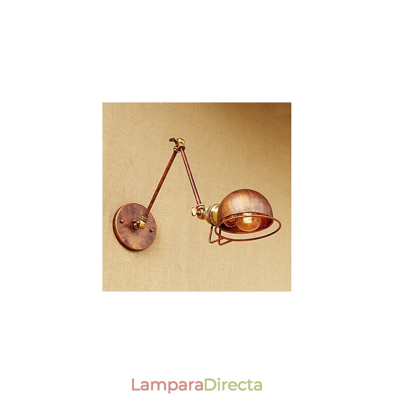 Lámpara de pared con luz ambiental y protección ocular con brazo oscilante estilo mini con pintura rústica vintage
