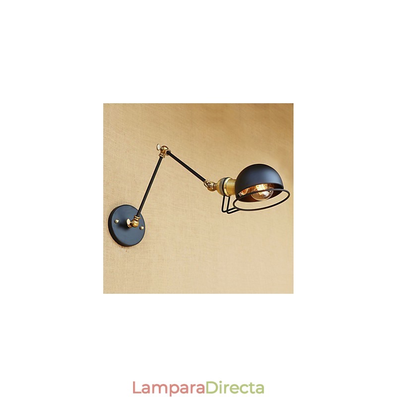 Lámpara de pared con luz ambiental y protección ocular con brazo oscilante estilo mini con pintura rústica vintage