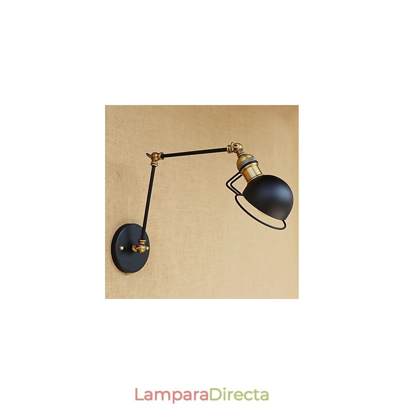 Lámpara de pared con luz ambiental y protección ocular con brazo oscilante estilo mini con pintura rústica vintage