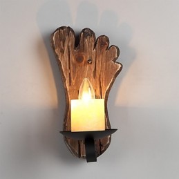 Lámpara de pared de un solo cabezal, estilo industrial vintage, retro, de madera y metal, con pintura en color para decorar el pasillo del hotel o el hogar.