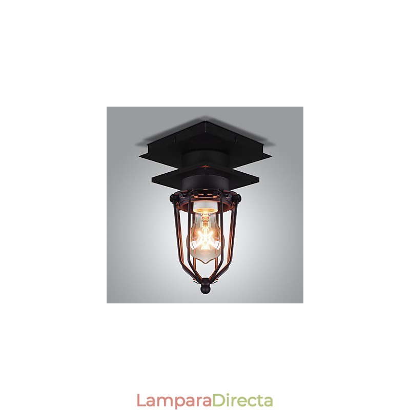 Lámpara de pared retro de hierro forjado de un solo cabezal, estilo antiguo, estilo loft americano, lámpara de techo vintage con jaulas pequeñas.