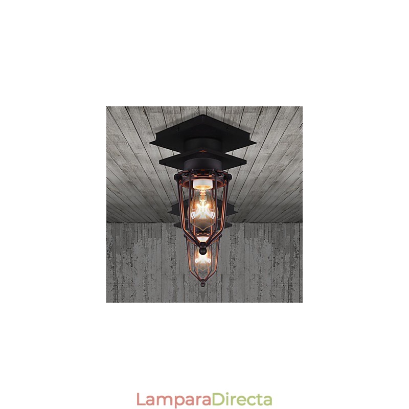 Lámpara de pared retro de hierro forjado de un solo cabezal, estilo antiguo, estilo loft americano, lámpara de techo vintage con jaulas pequeñas.