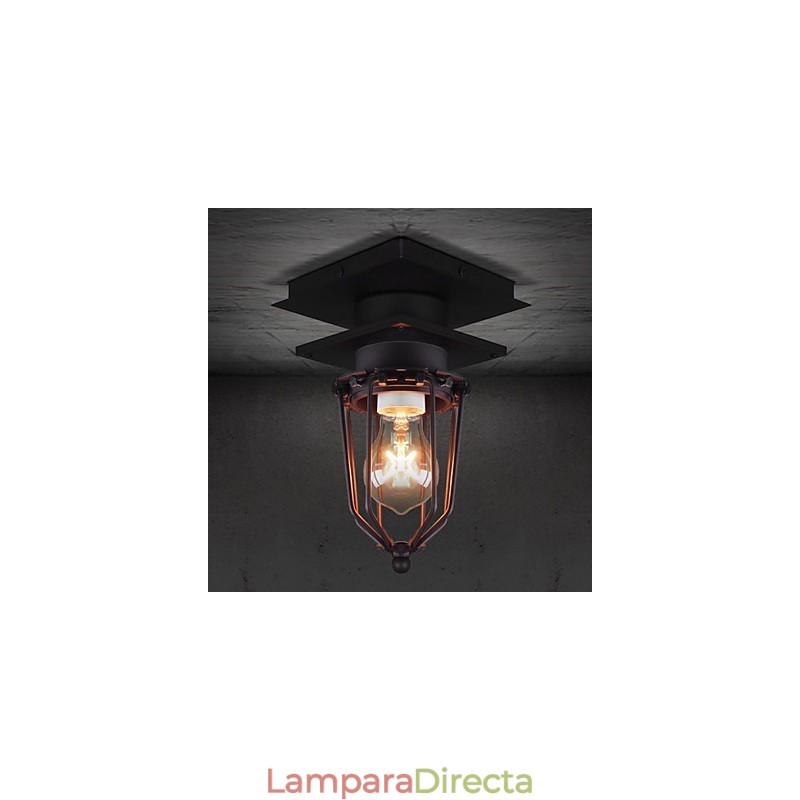 Lámpara de pared retro de hierro forjado de un solo cabezal, estilo antiguo, estilo loft americano, lámpara de techo vintage con jaulas pequeñas.